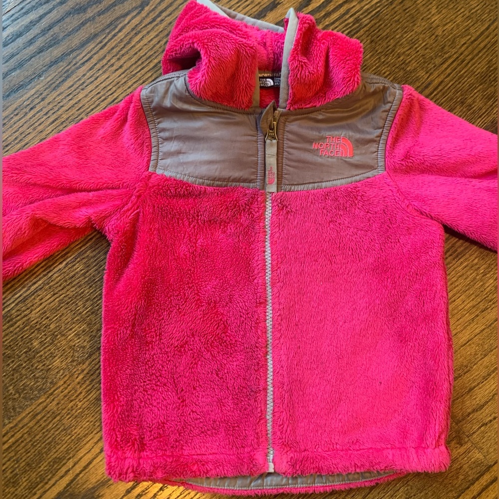 North Face Hot Pink Fleece Zip Up Jacket Size 3T